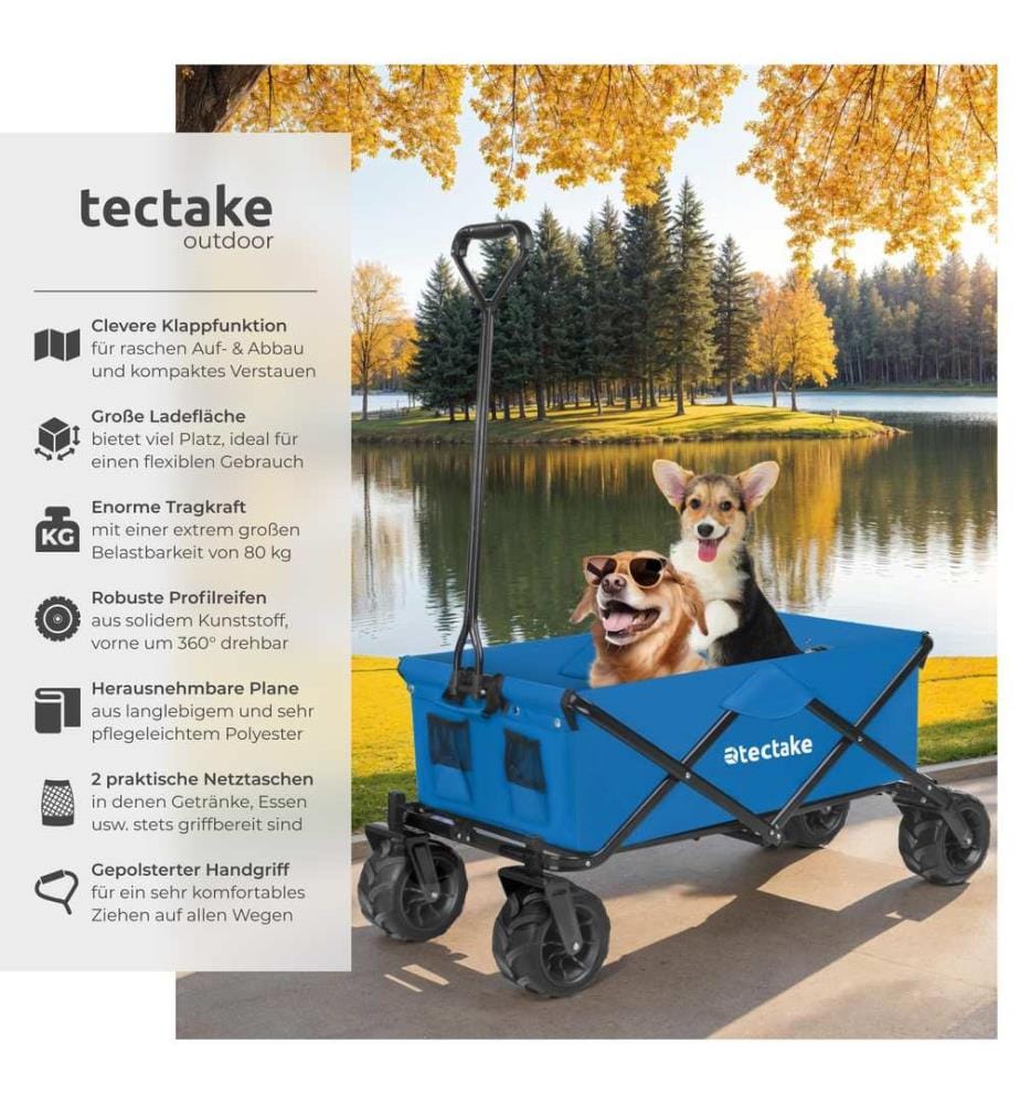 Carretto pieghevole con ruota larga carico massimo 80 kg - blu