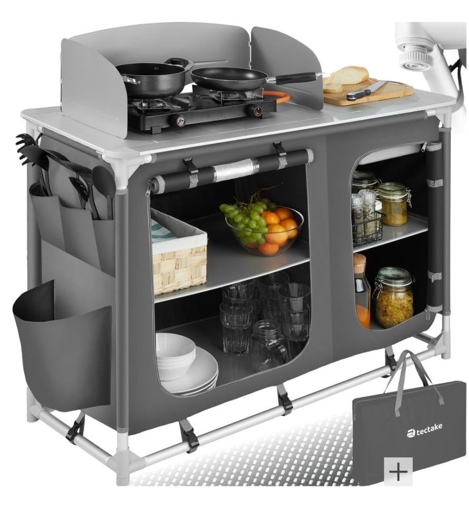 Cuisine de camping avec évier intégré - gris