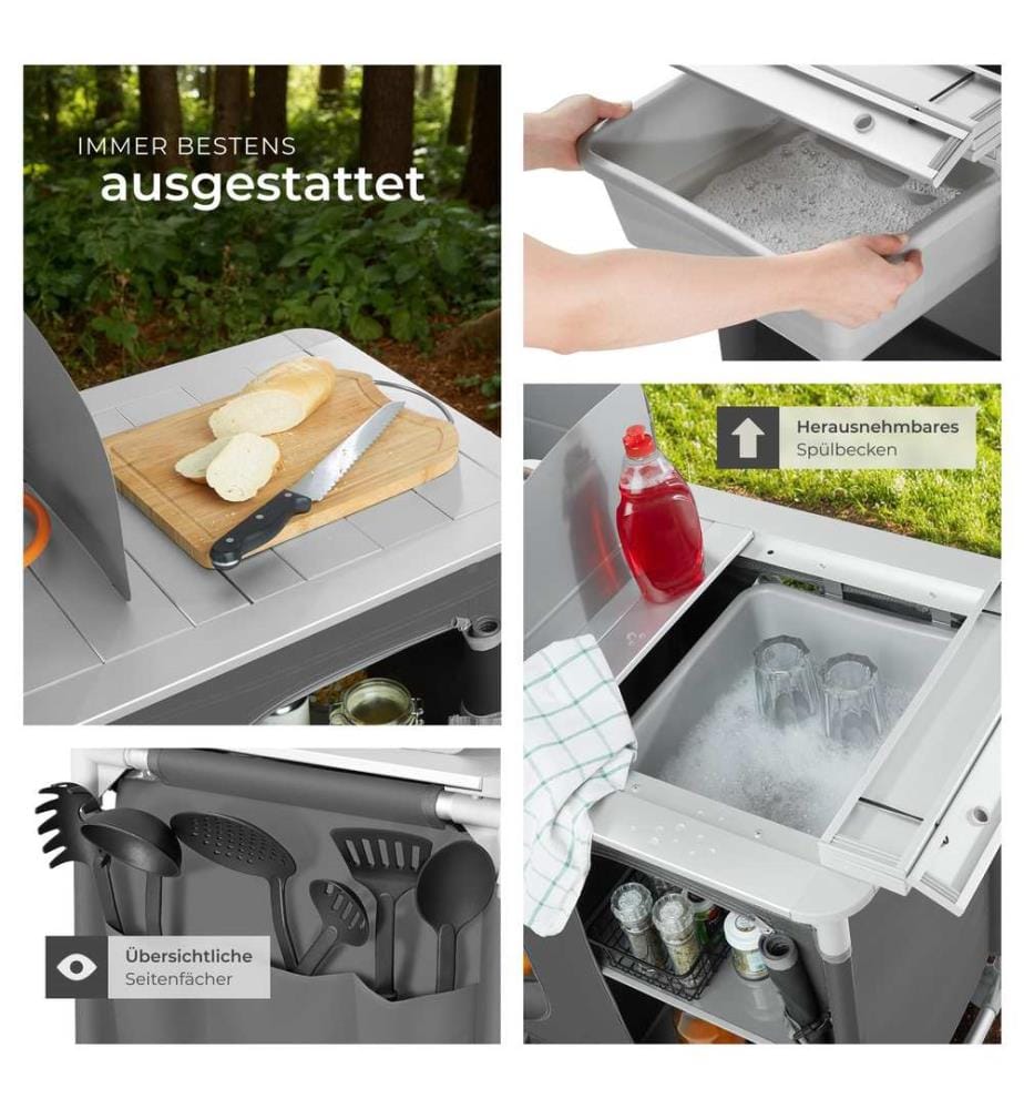 Cuisine de camping avec évier intégré - gris