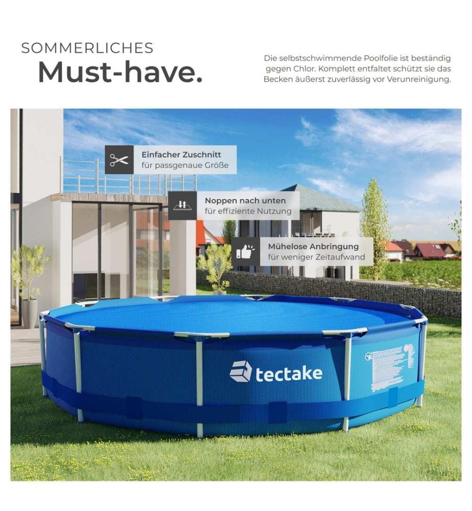 Poolabdeckung Solarfolie rund - Ø 381 cm