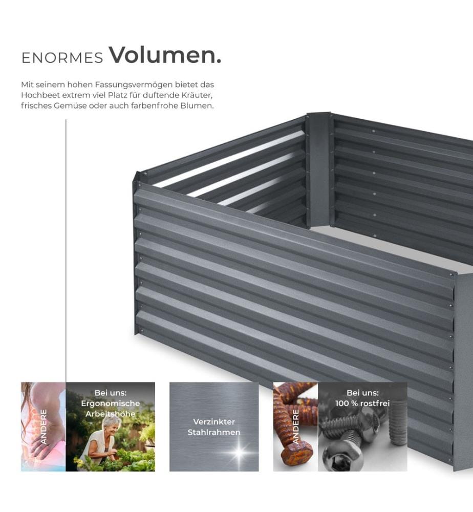 Hochbeet Salvia 600l verzinkt 120x90x57 cm - silber