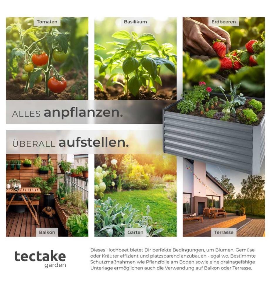 Hochbeet Salvia 600l verzinkt 120x90x57 cm - silber
