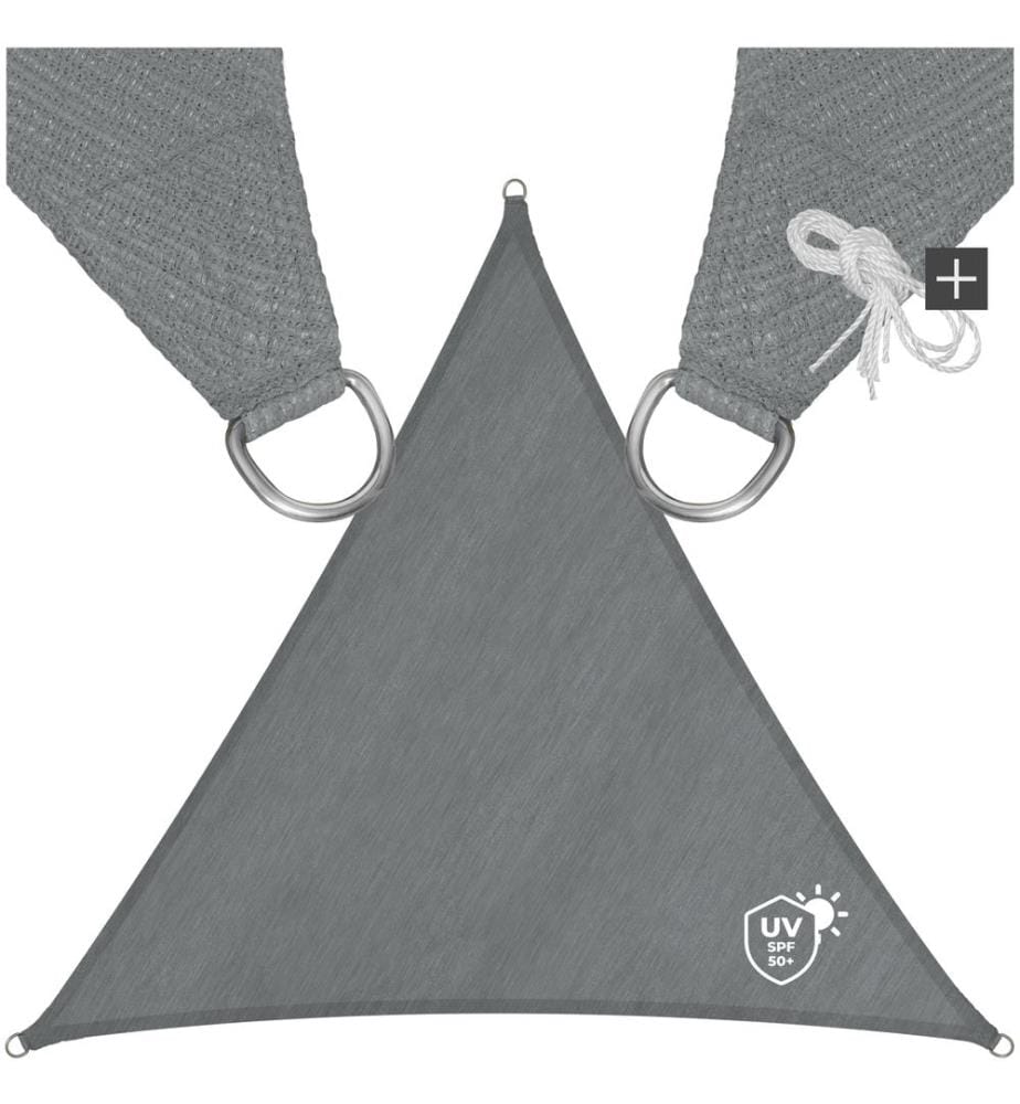 Vela ombreggiante triangolare in polietilene, grigio - 4 x 4 x 4 m