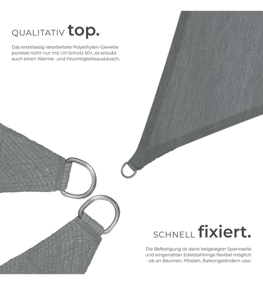 Vela ombreggiante triangolare in polietilene, grigio - 4 x 4 x 4 m