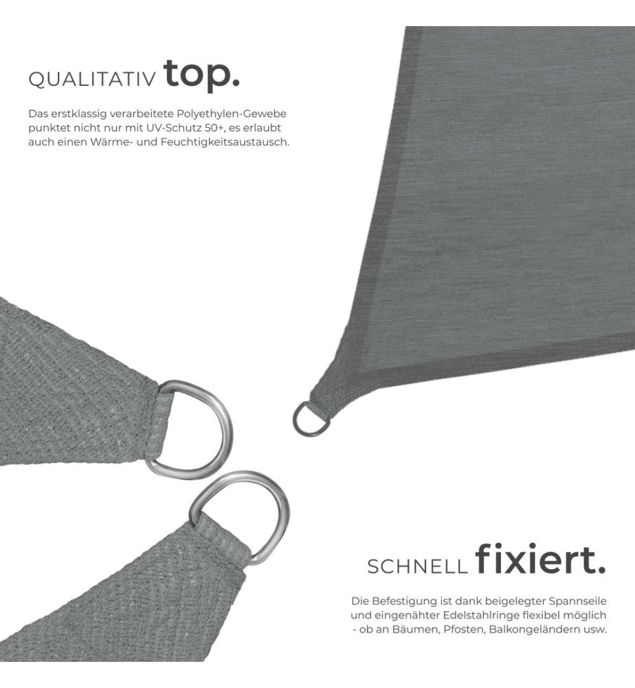 Polyethylen Sonnensegel quadratisch grau - 5,4 x 5,4 m