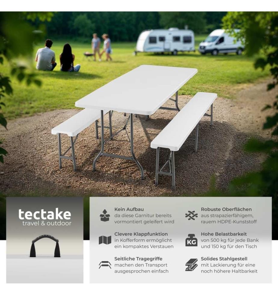 Ensemble de table de camping pliable - blanc