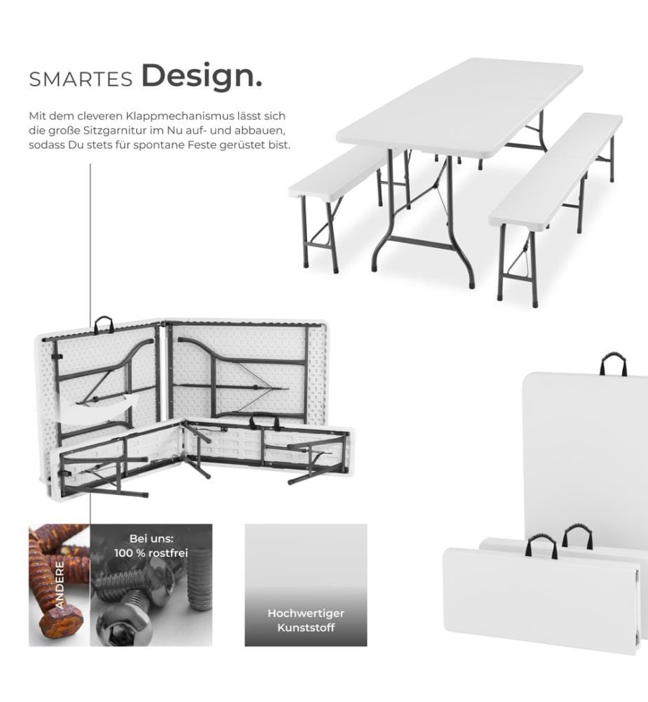 Ensemble de table de camping pliable - blanc