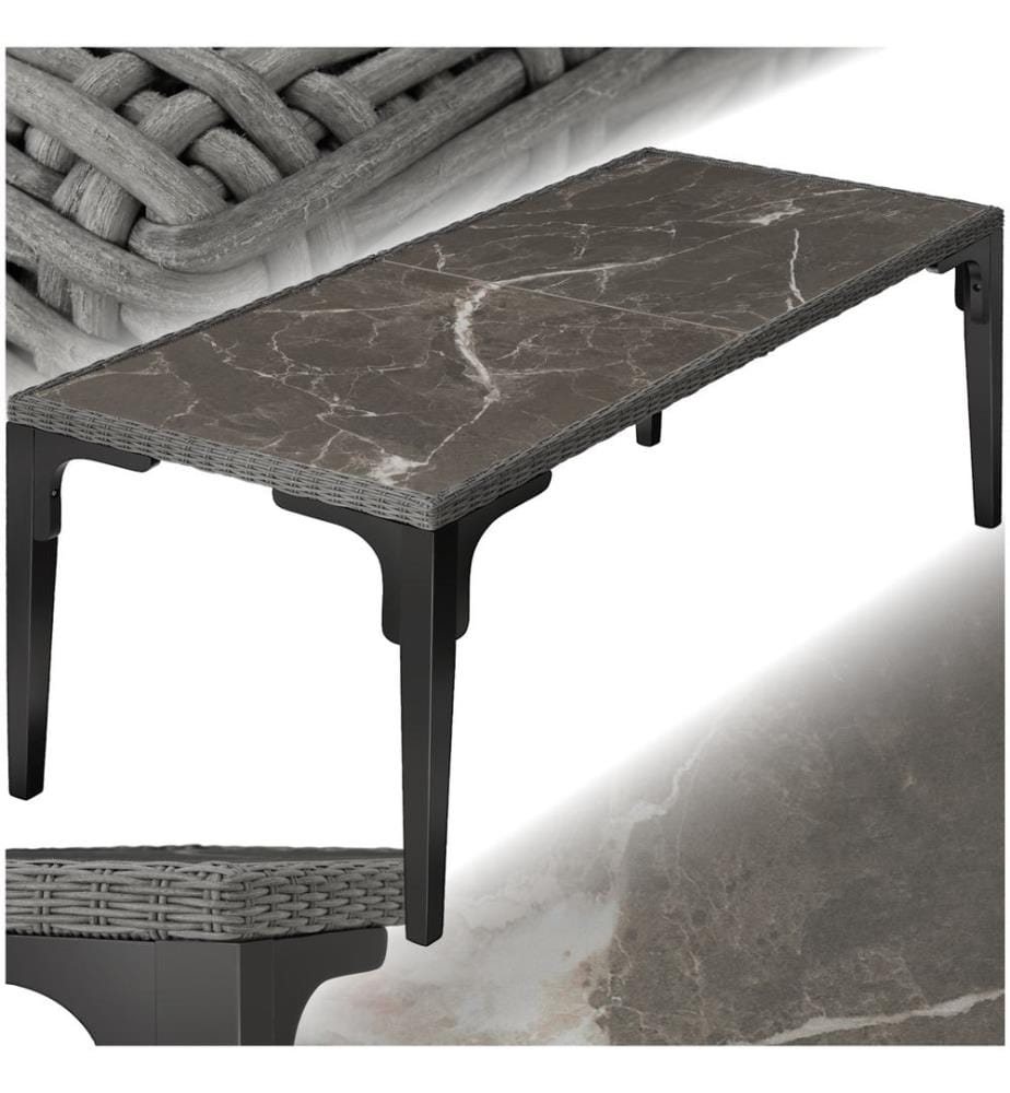 Rattan Tisch Foggia 196x87x76 cm - grau