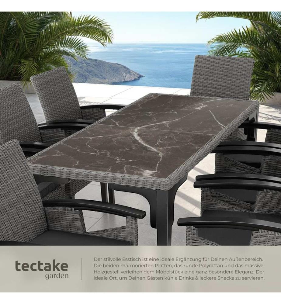 Rattan Tisch Foggia 196x87x76 cm - grau