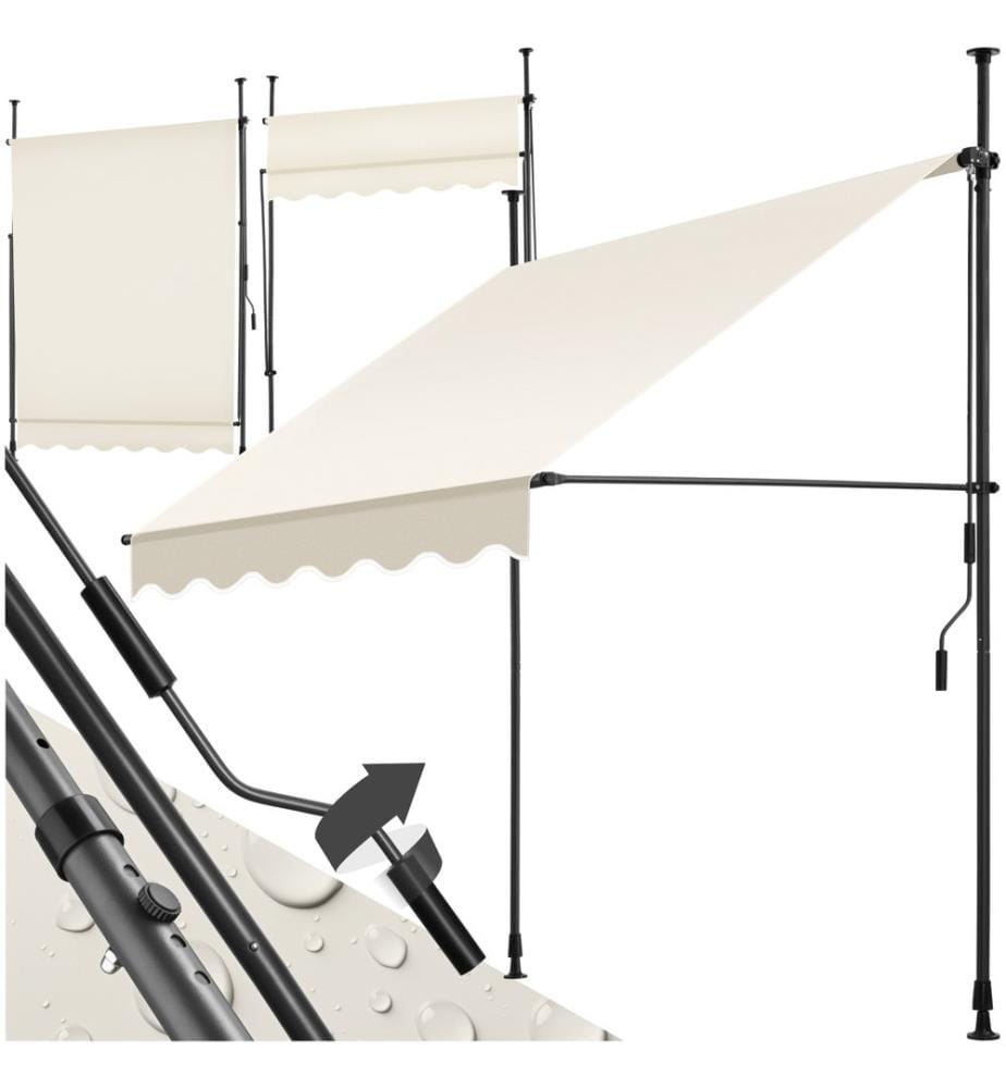 Tenda a morsetto con manovella, altezza regolabile - 150 x 180 cm, beige