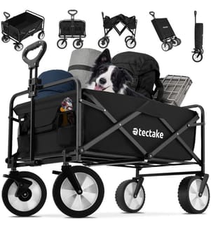 Faltbarer Bollerwagen Leon mit Bremsen, Belastbarkeit 80kg - schwarz