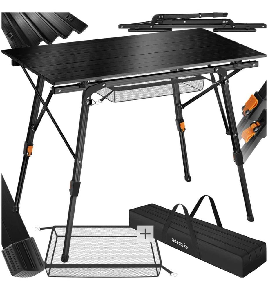 Camping Table Tina - foldable, height-adjustable - black