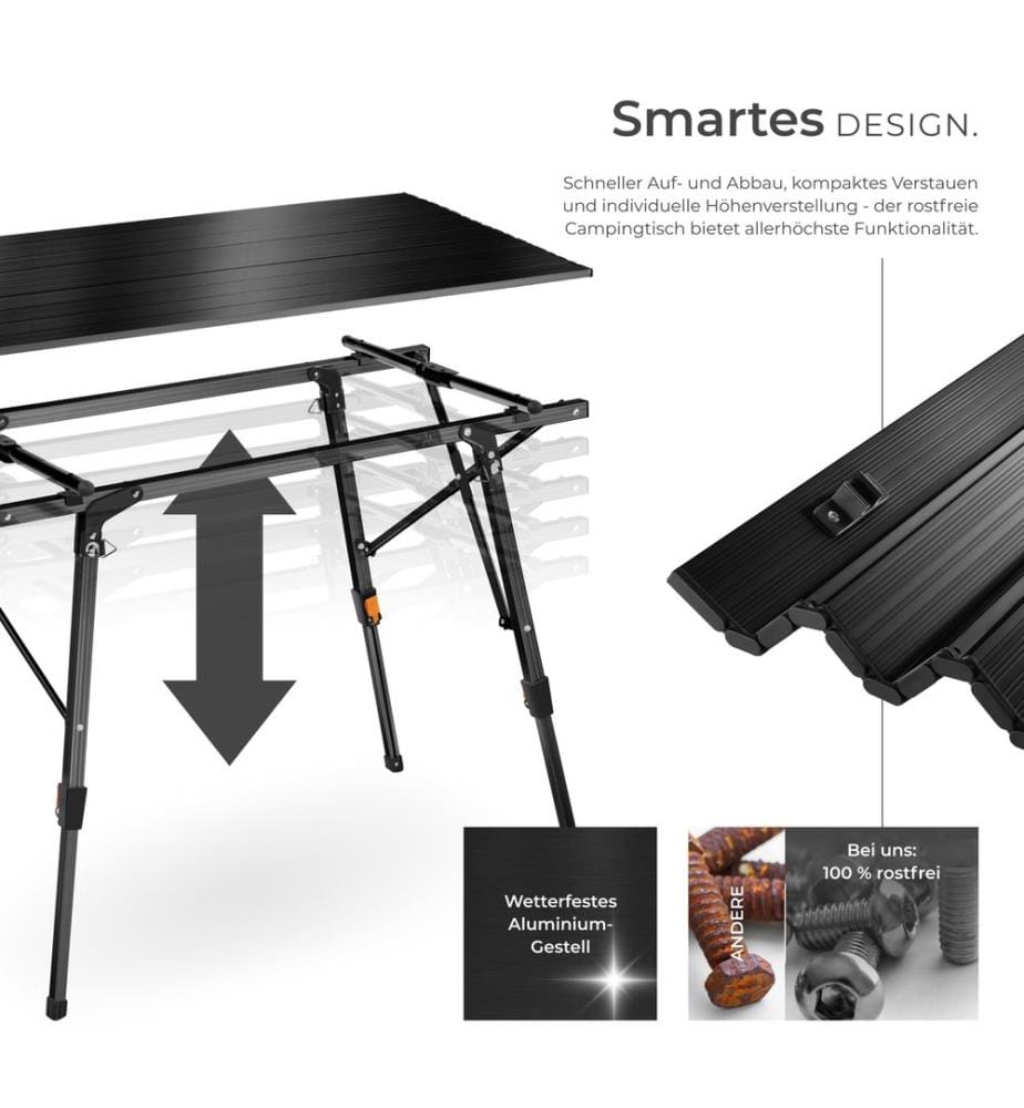 Camping Table Tina - foldable, height-adjustable - black