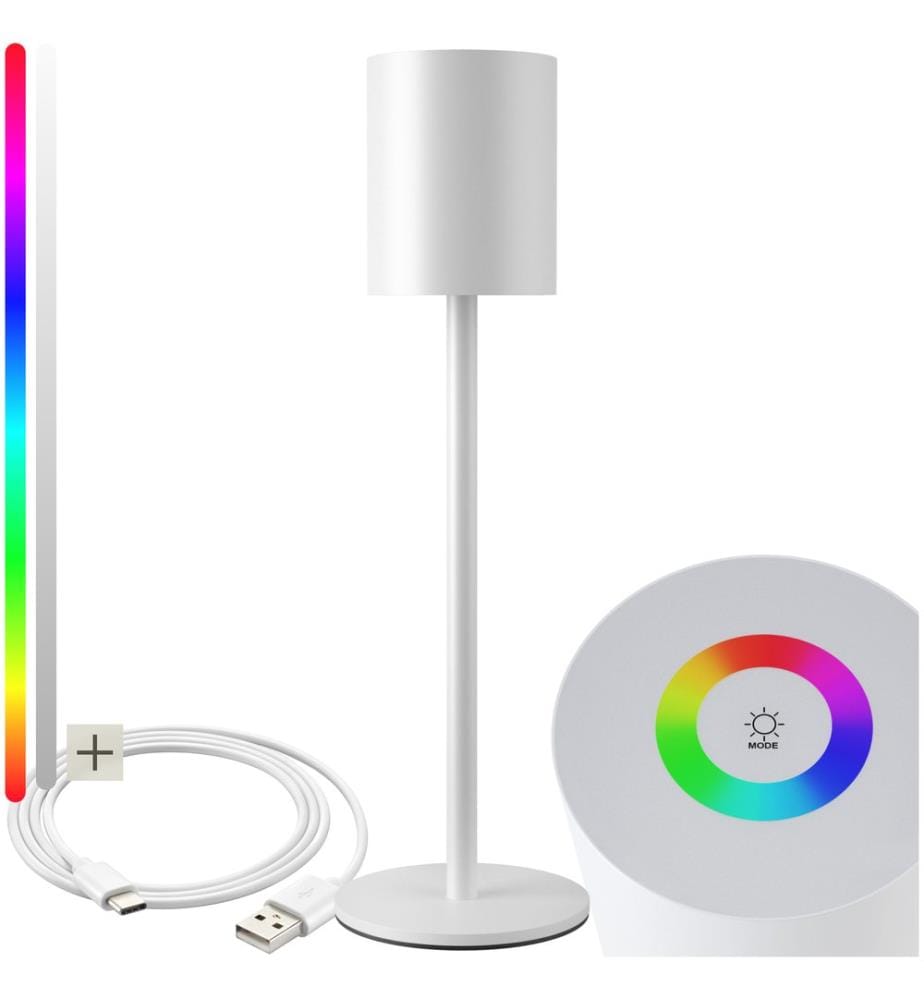 Lampe de table LED moderne CORLY 7 couleurs de lumière, dimmable - blanc