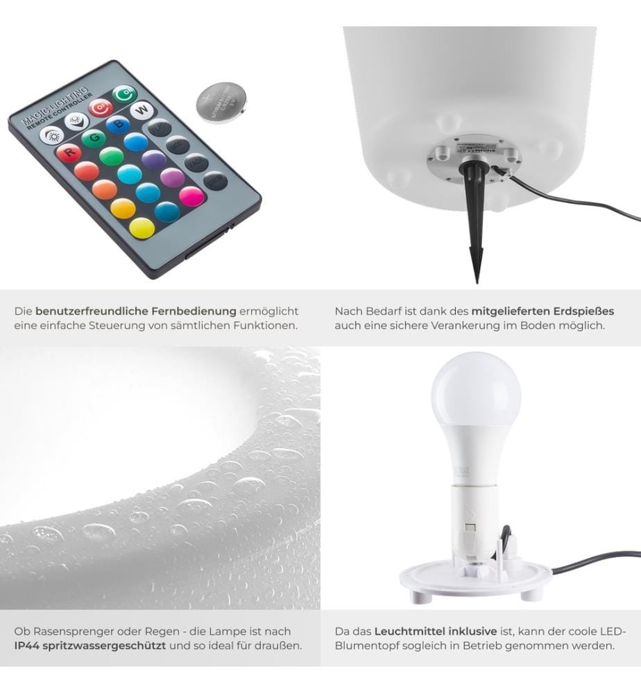 Cilindro luminoso Luminous Curve Cooler, LED, con telecomando - bianco