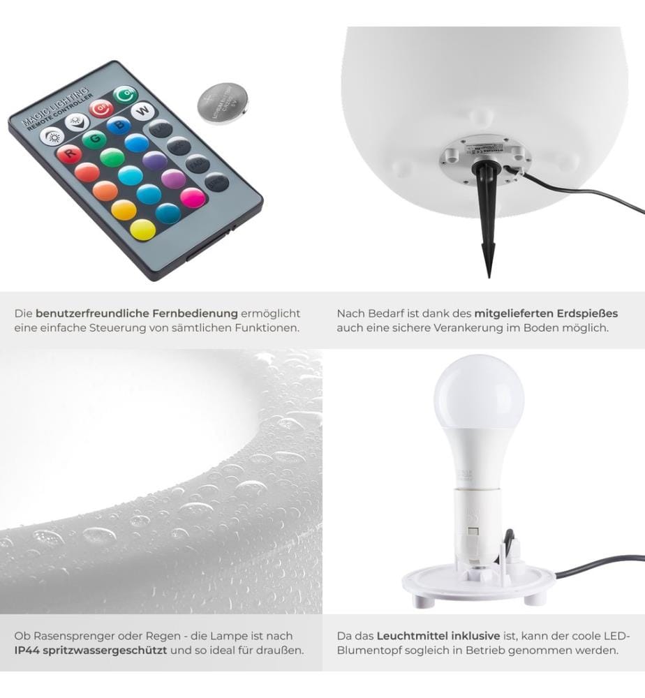 Vaso luminoso LED Luminous Courve Pot con telecomando - bianco