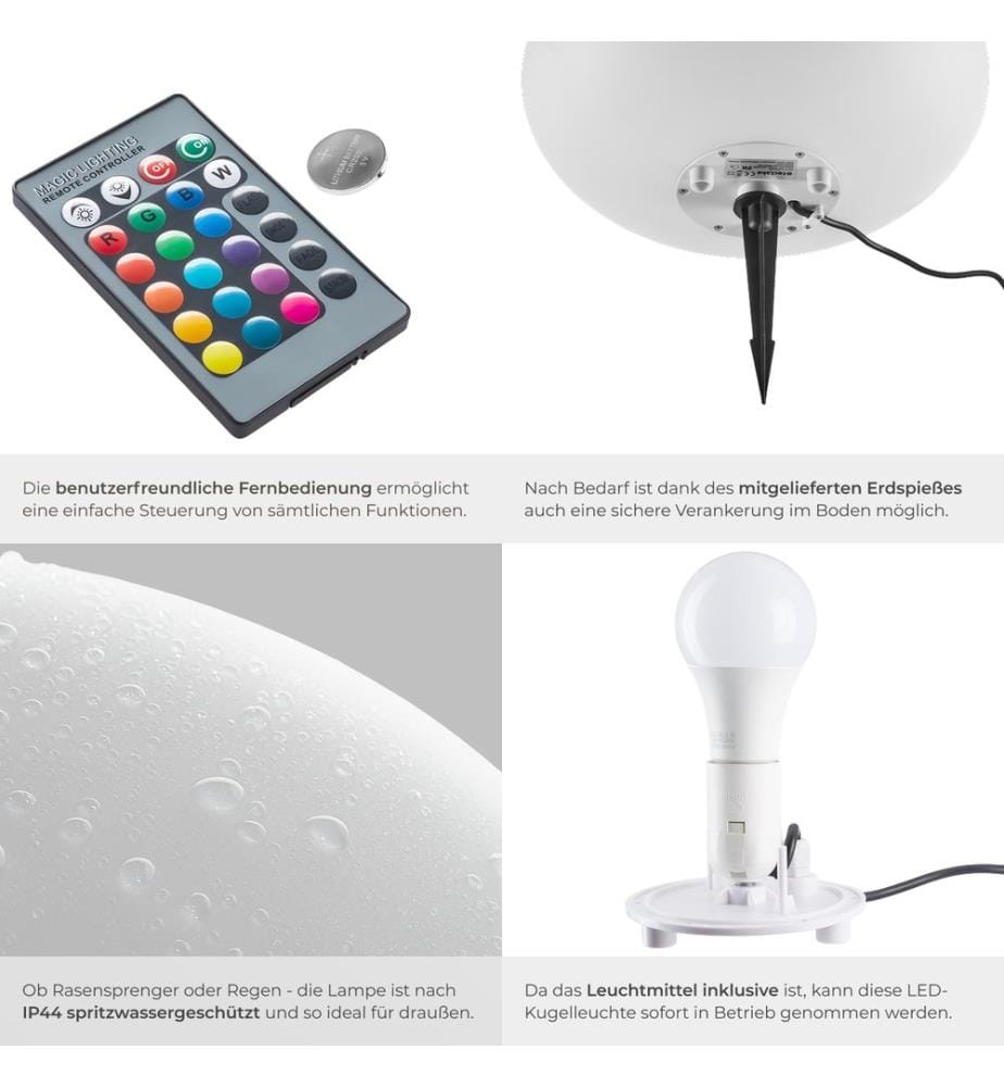 Lampada a sfera Luminous Eye, LED, con telecomando - L Ø 35 x 27,5 cm