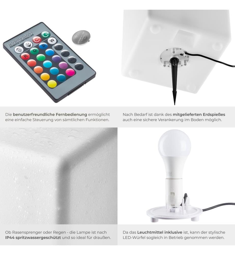 Cubo luminoso Luminous Cube, LED, con telecomando - S 35 x 35 x 35 cm