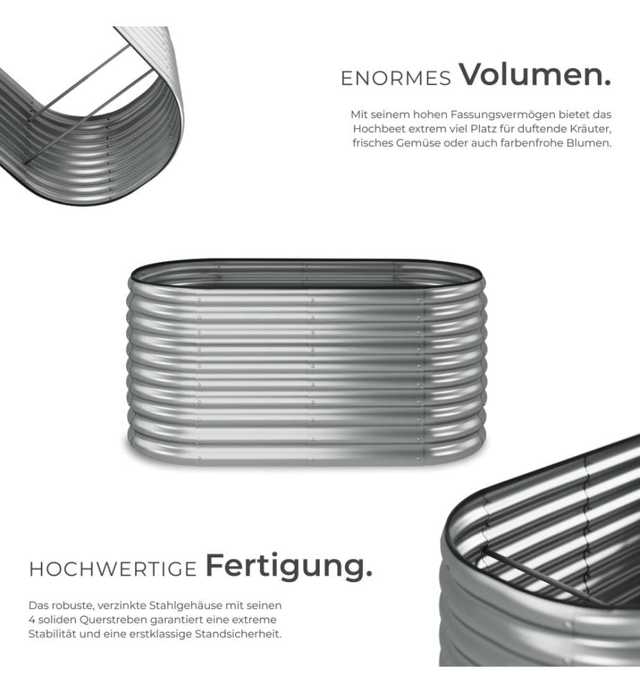 Hochbeet Flormma, 804l, verzinkt, 160x80x80 cm - silber