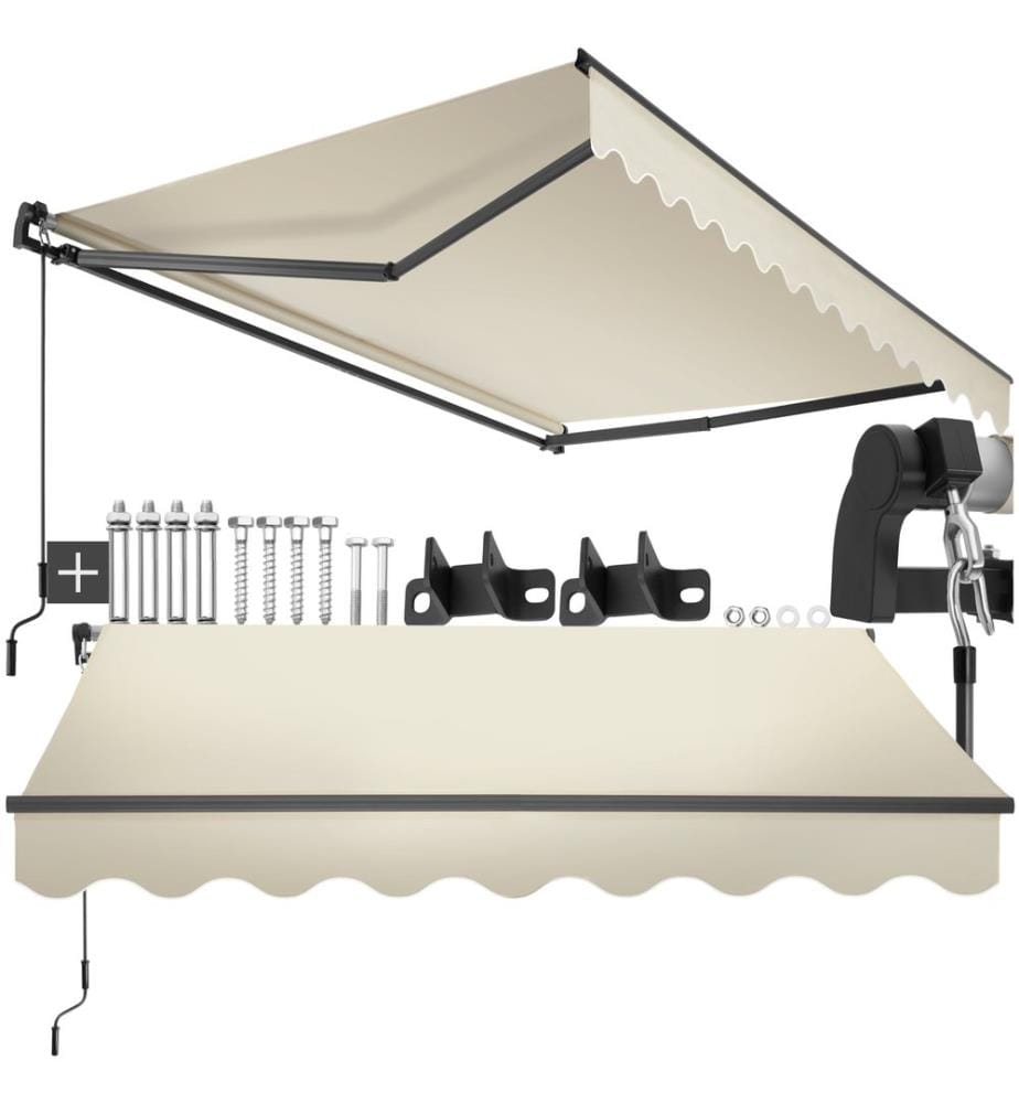 Tenda da sole a bracci snodati Ornella con supporto a parete - 250 x 200 cm, beige