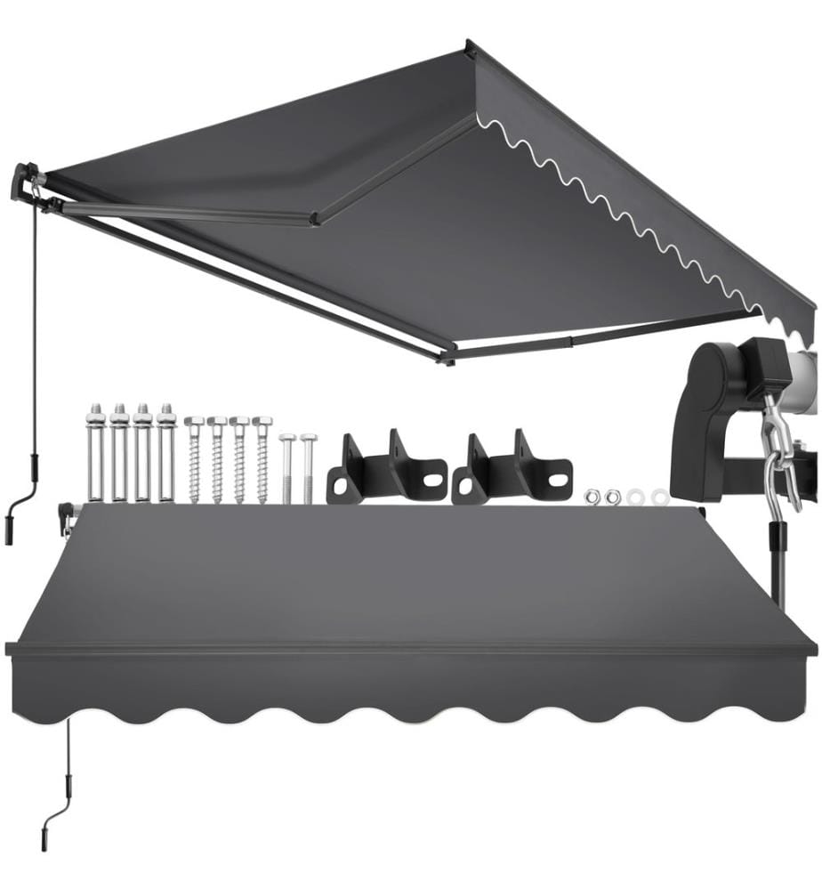 Tenda da sole a bracci snodati Ornella con supporto a parete - 250 x 200 cm, grigio scuro