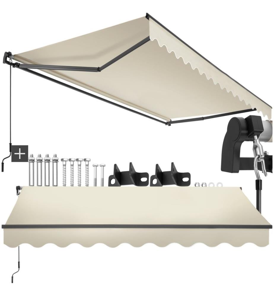 Tenda da sole a bracci snodati Ornella con supporto a parete - 300 x 250 cm, beige