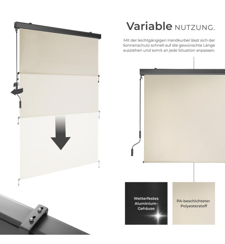 Tenda verticale Eloise con 2 supporti a parete - 120 x 250 cm, beige