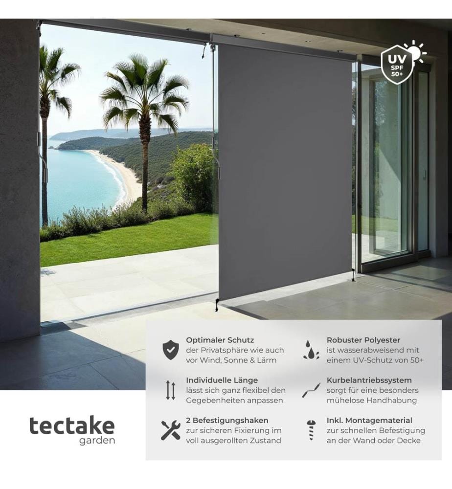 Tenda verticale Eloise con 2 supporti a parete - 120 x 250 cm, grigio scuro
