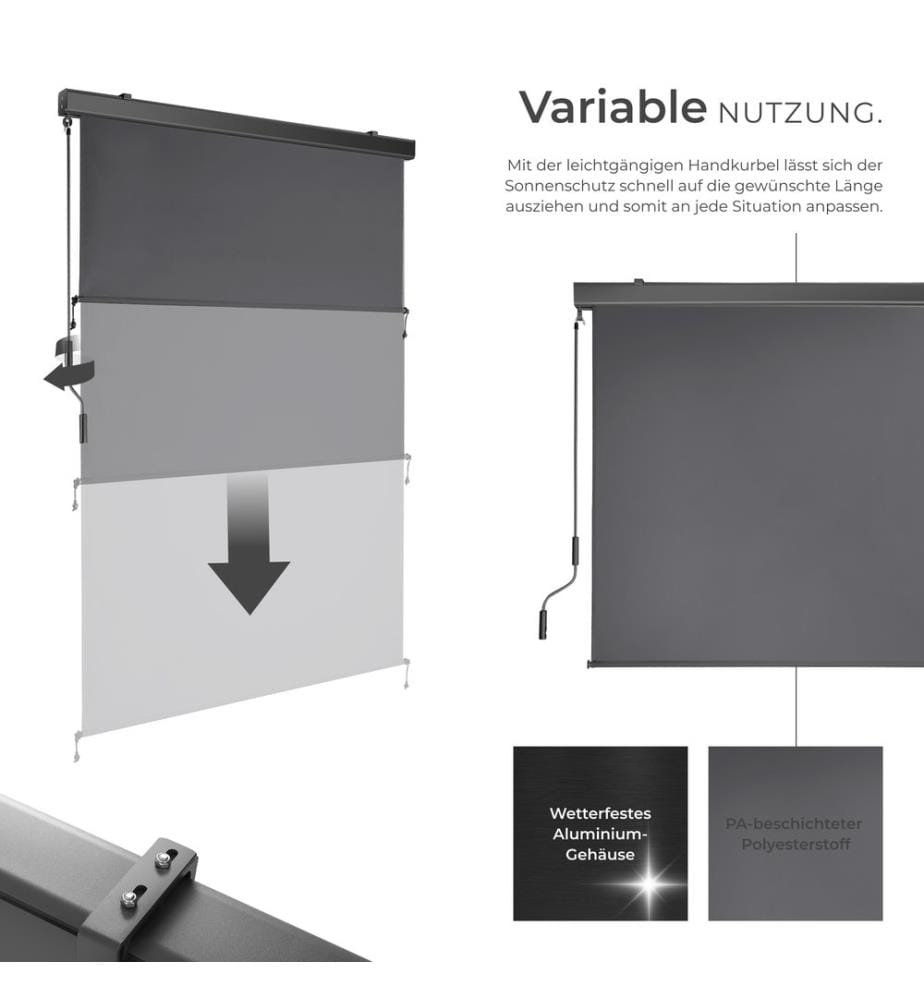 Tenda verticale Eloise con 2 supporti a parete - 120 x 250 cm, grigio scuro