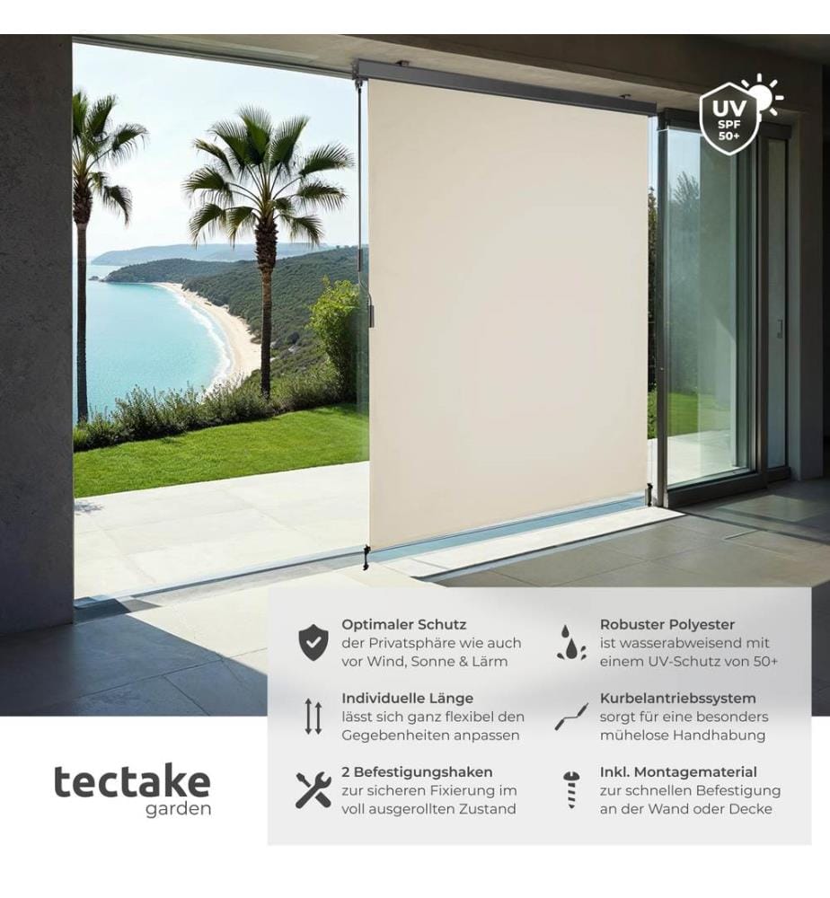 Tenda verticale Eloise con 2 supporti a parete - 140 x 250 cm, beige