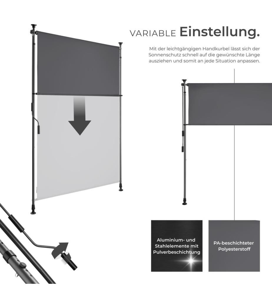 Klemmmarkise Taija mit Handkurbel - 100 x 310 cm, dunkelgrau