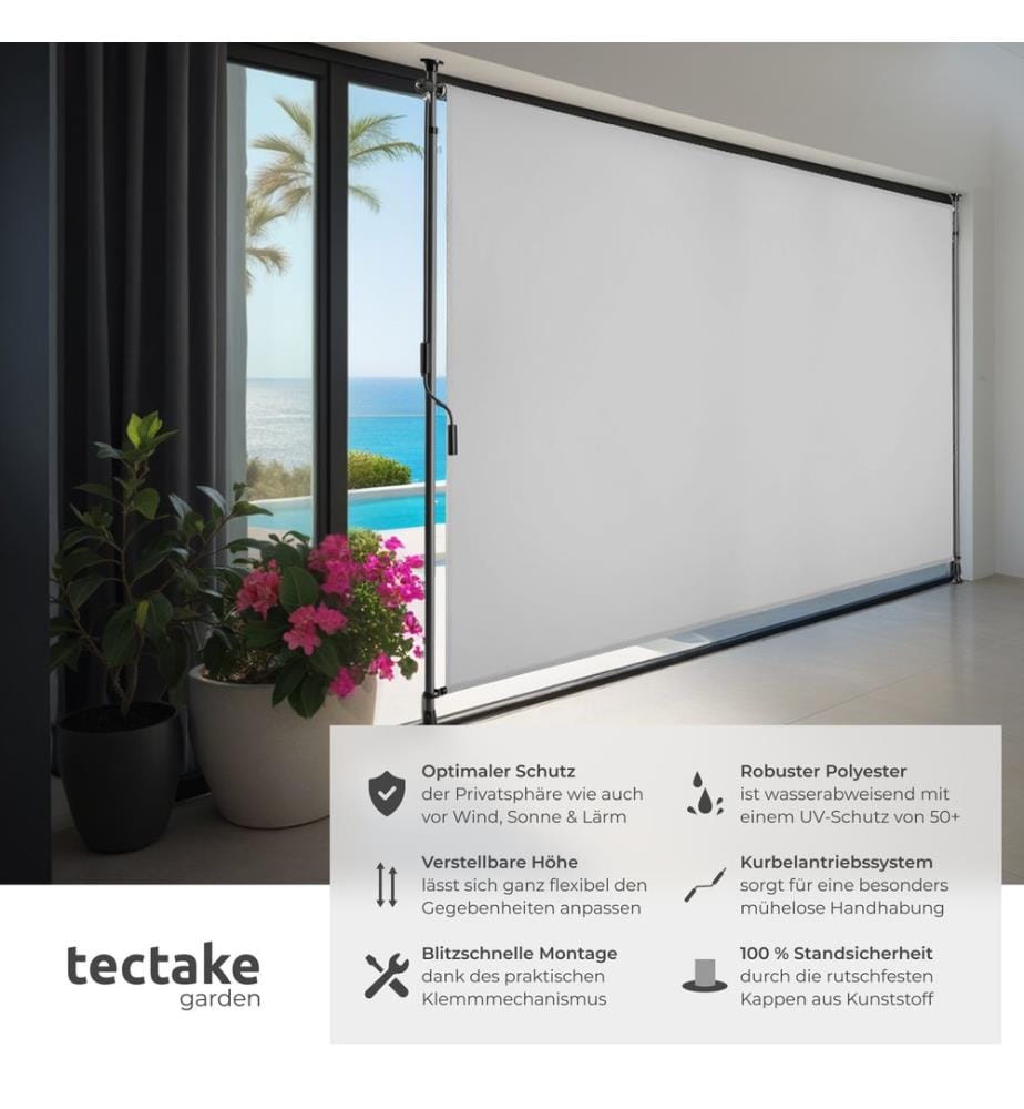 Tenda da sole Taija con manovella manuale - 200 x 310 cm, grigio chiaro