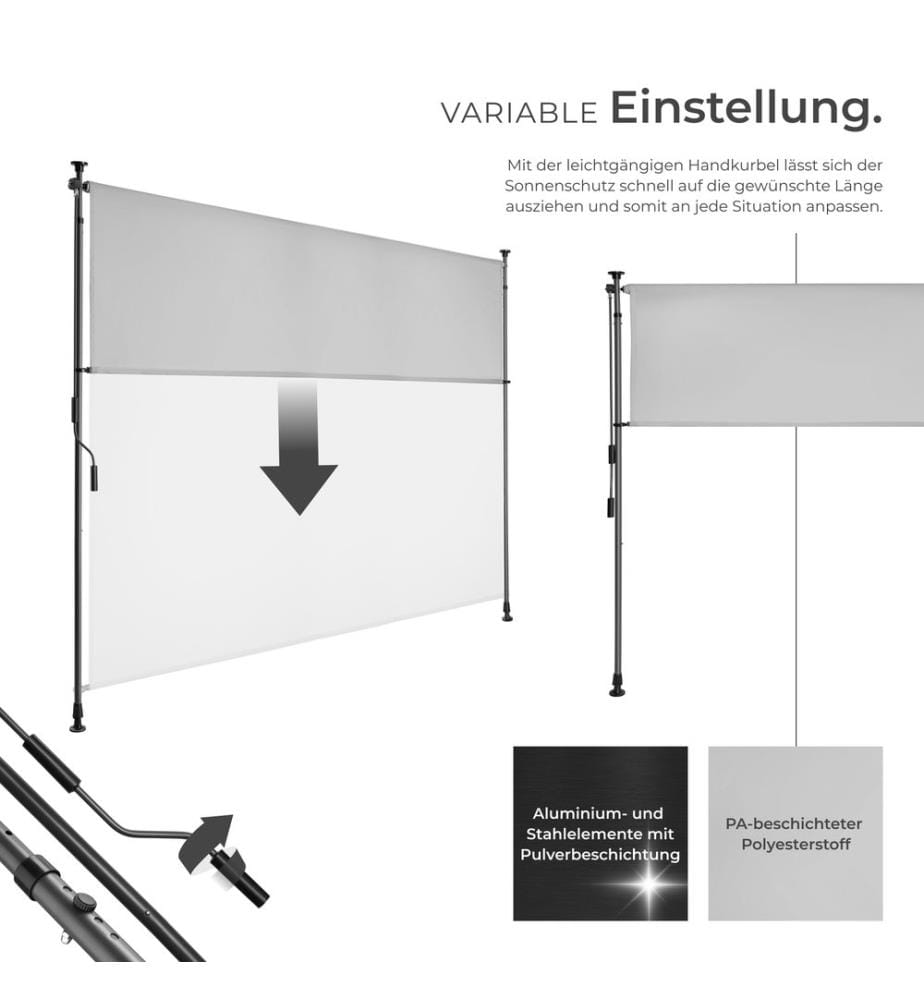 Tenda da sole Taija con manovella manuale - 200 x 310 cm, grigio chiaro