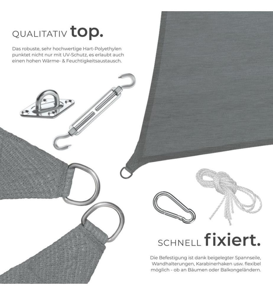 Tenda parasole Sunny, materiale HDPE resistente alle intemperie con protezione UV - 3 x 4 m, grigio