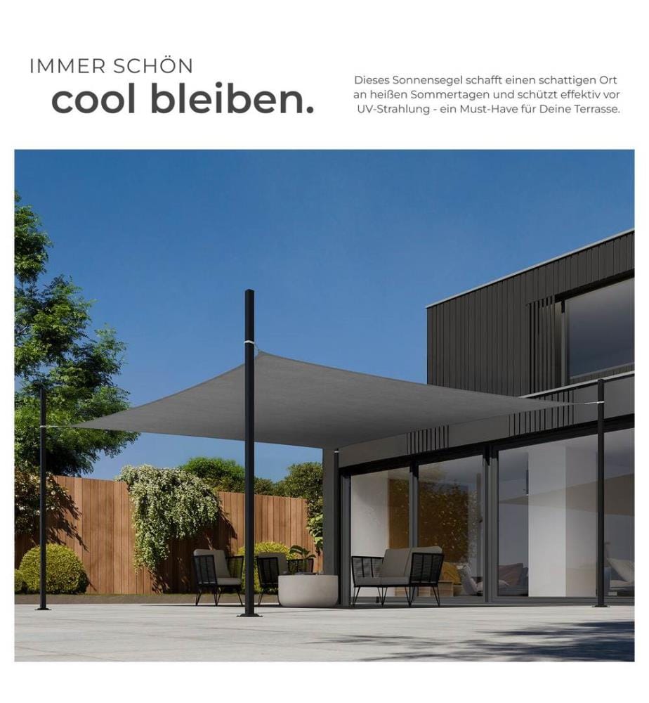 Tenda parasole Sunny, materiale HDPE resistente alle intemperie con protezione UV - 4 x 6 m, grigio