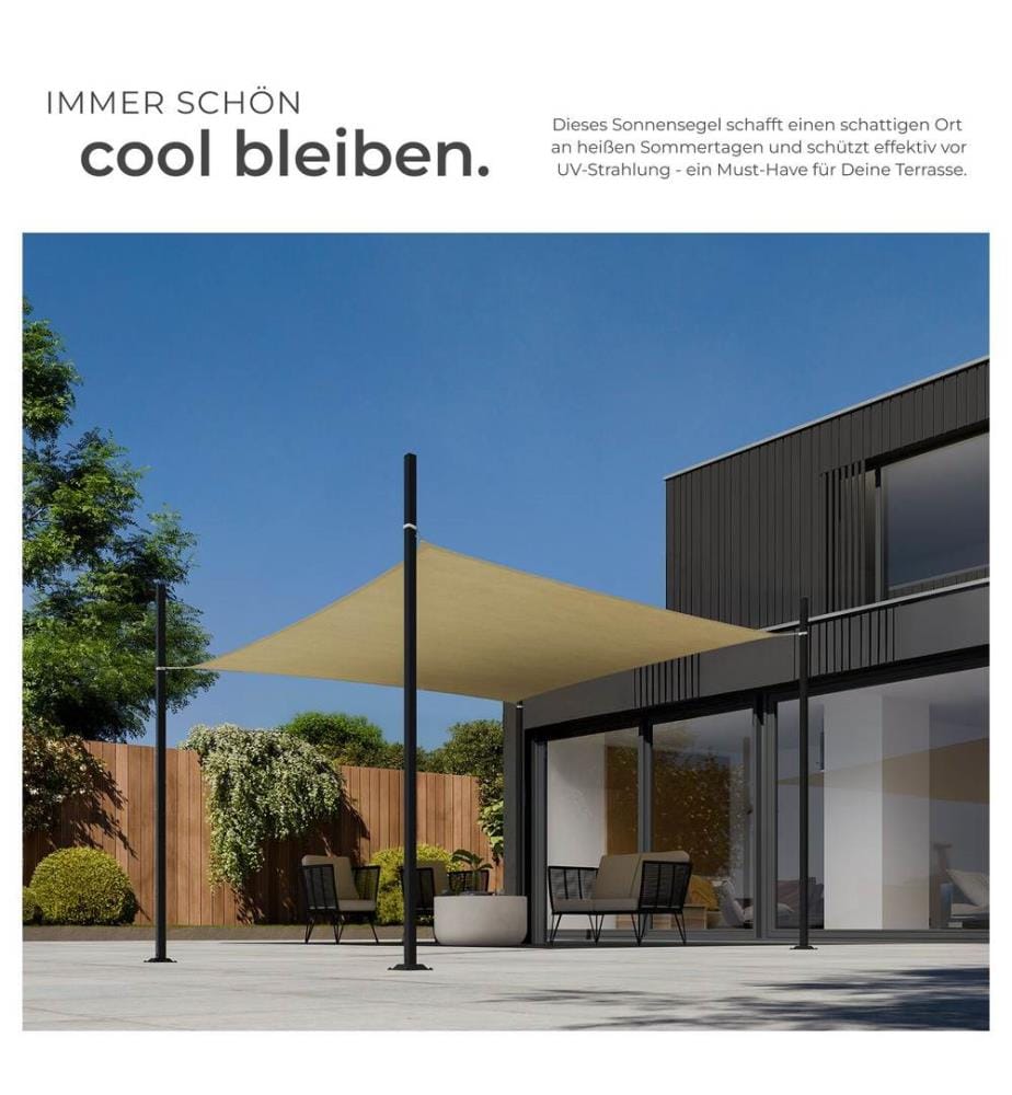 Tenda parasole Sunny, materiale HDPE resistente alle intemperie con protezione UV - 3 x 4 m, sabbia
