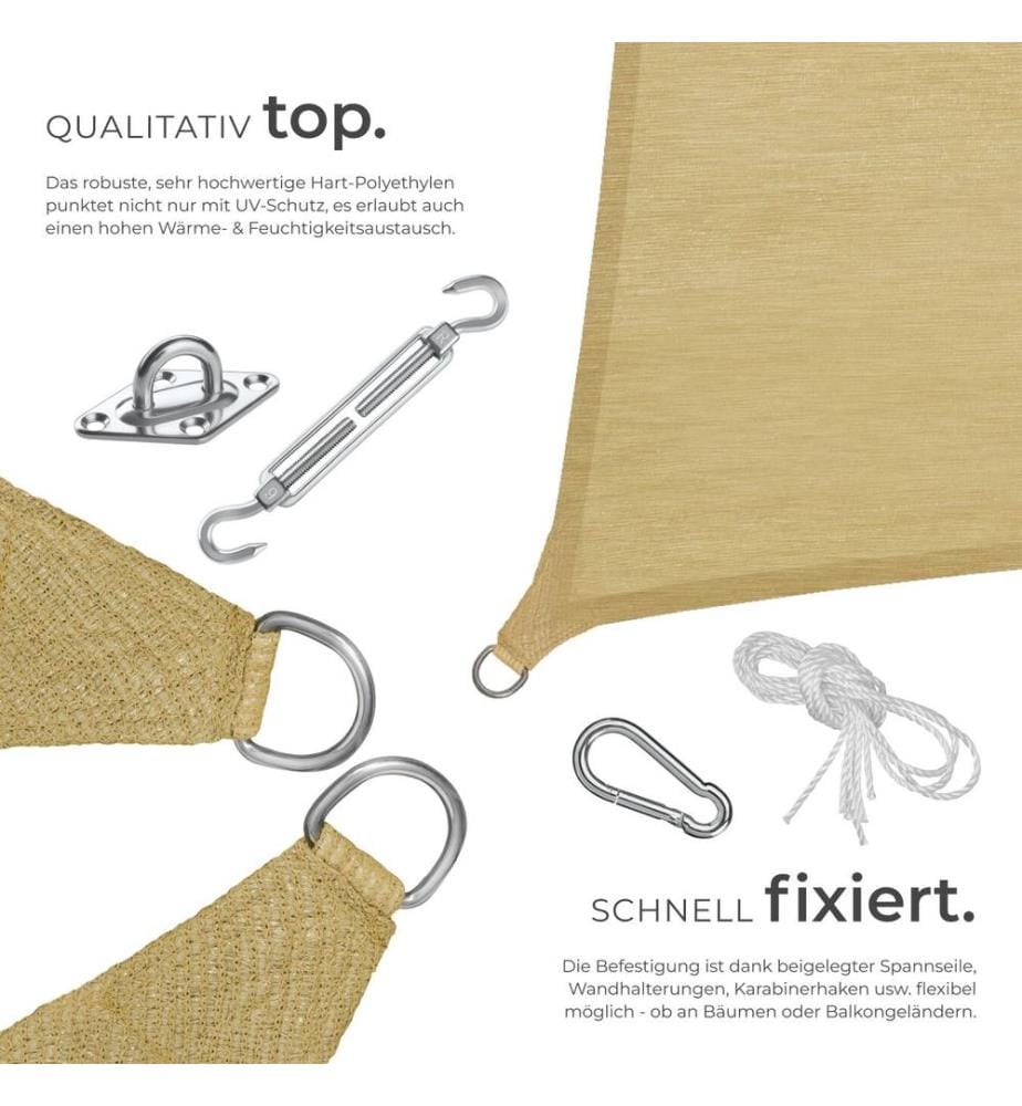 Tenda parasole Sunny, materiale HDPE resistente alle intemperie con protezione UV - 3 x 5 m, sabbia