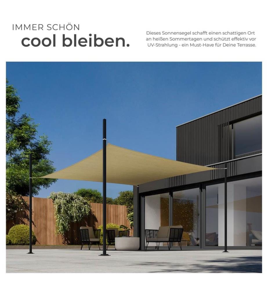 Tenda parasole Sunny, materiale HDPE resistente alle intemperie con protezione UV - 5 x 7 m, sabbia