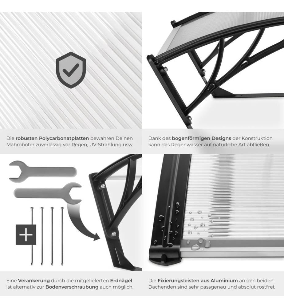 Garage per robot tosaerba Domus, resistente alle intemperie, 81 x 100 x 48 cm - trasparente