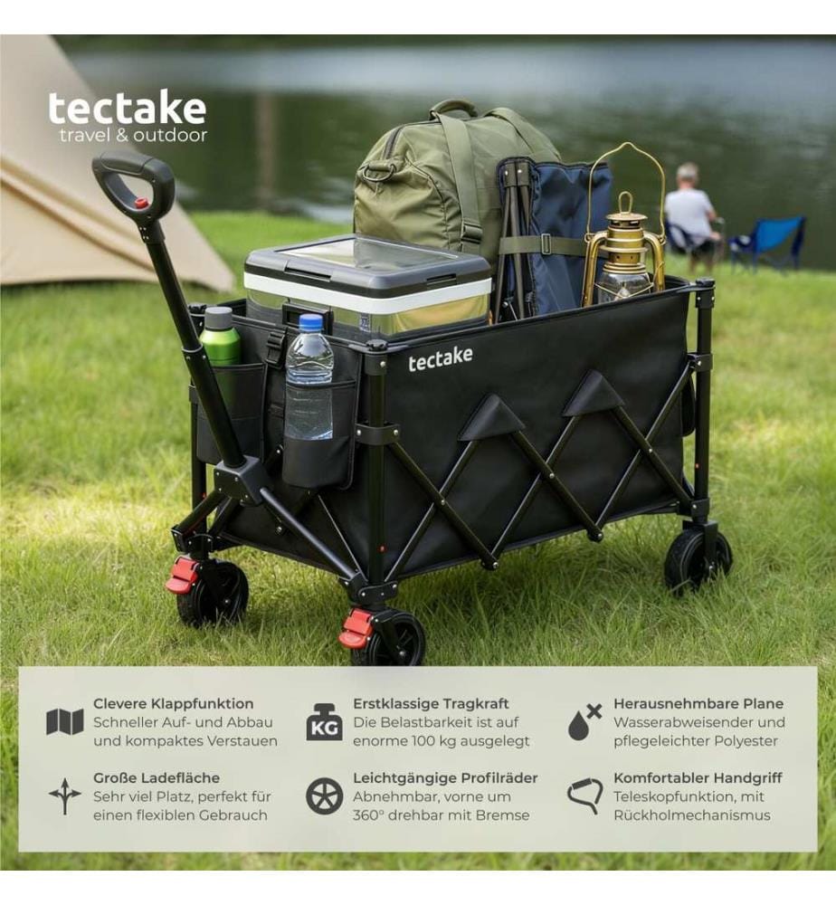 Bollerwagen RollRider faltbar, Teleskopgriff, Profilräder - 120 L