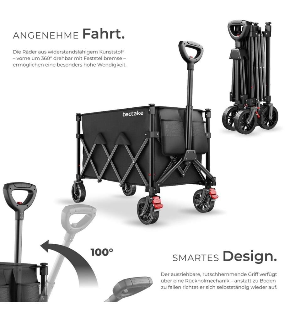 Bollerwagen RollRider faltbar, Teleskopgriff, Profilräder - 120 L
