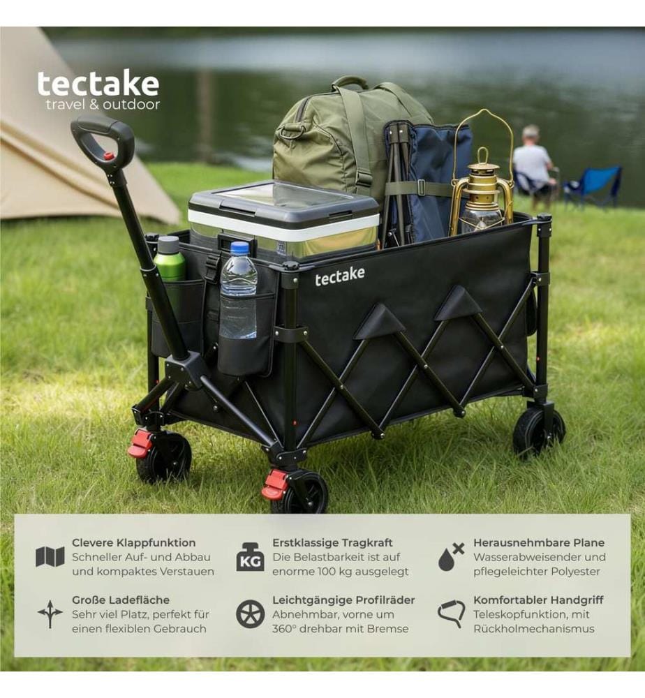 Bollerwagen RollRider faltbar, Teleskopgriff, Profilräder - 150 L