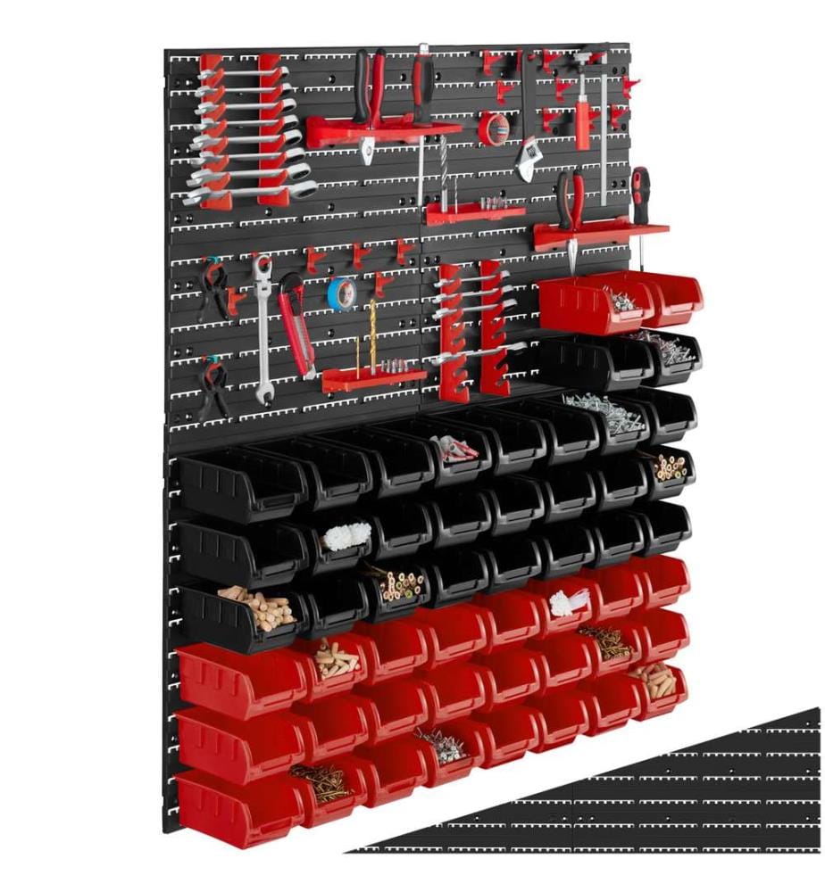 Contenitore per minuteria con 28 cassette impilabili e supporti per utensili - Set di 2