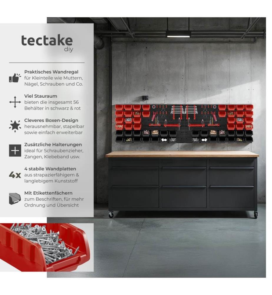 Contenitore per minuteria con 28 cassette impilabili e supporti per utensili - Set di 2