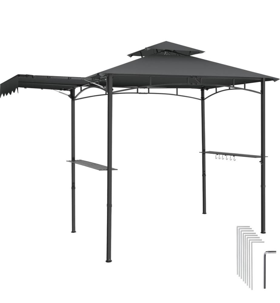 Grillpavillon Maracaibo mit Markise, wetterfest, Winddach - anthrazit