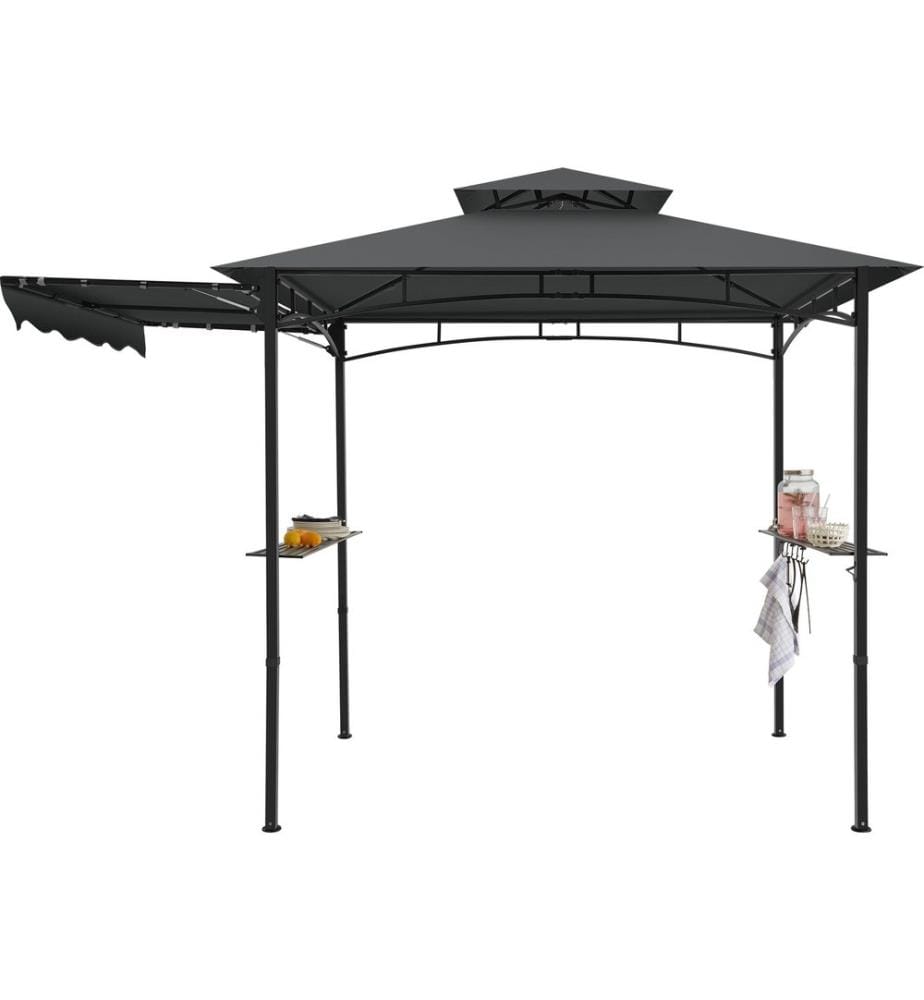 Grillpavillon Maracaibo mit Markise, wetterfest, Winddach - anthrazit