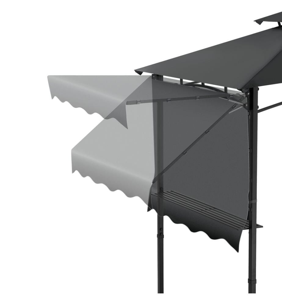 Grillpavillon Maracaibo mit Markise, wetterfest, Winddach - anthrazit