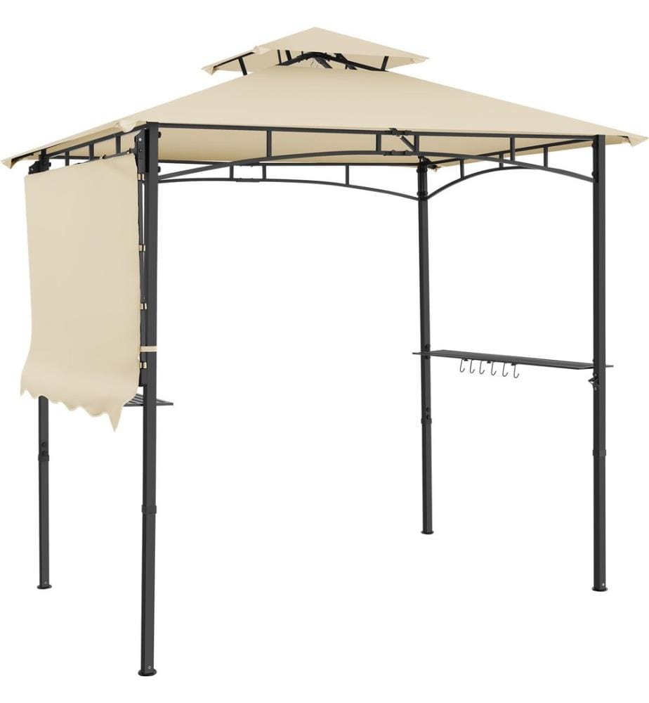 Gazebo per barbecue Maracaibo con tenda da sole, resistente alle intemperie, copertura antivento - sabbia