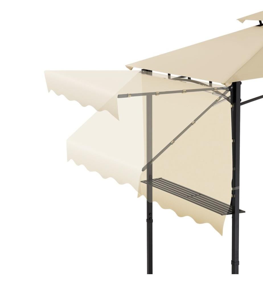 Gazebo per barbecue Maracaibo con tenda da sole, resistente alle intemperie, copertura antivento - sabbia