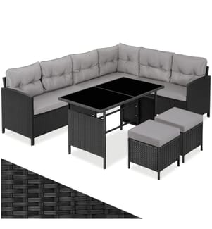 Rattan Lounge Barletta - schwarzgrau